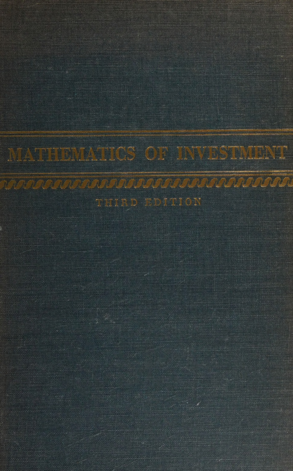 Mathematics of Investment William L Hart Kitap Kapağı