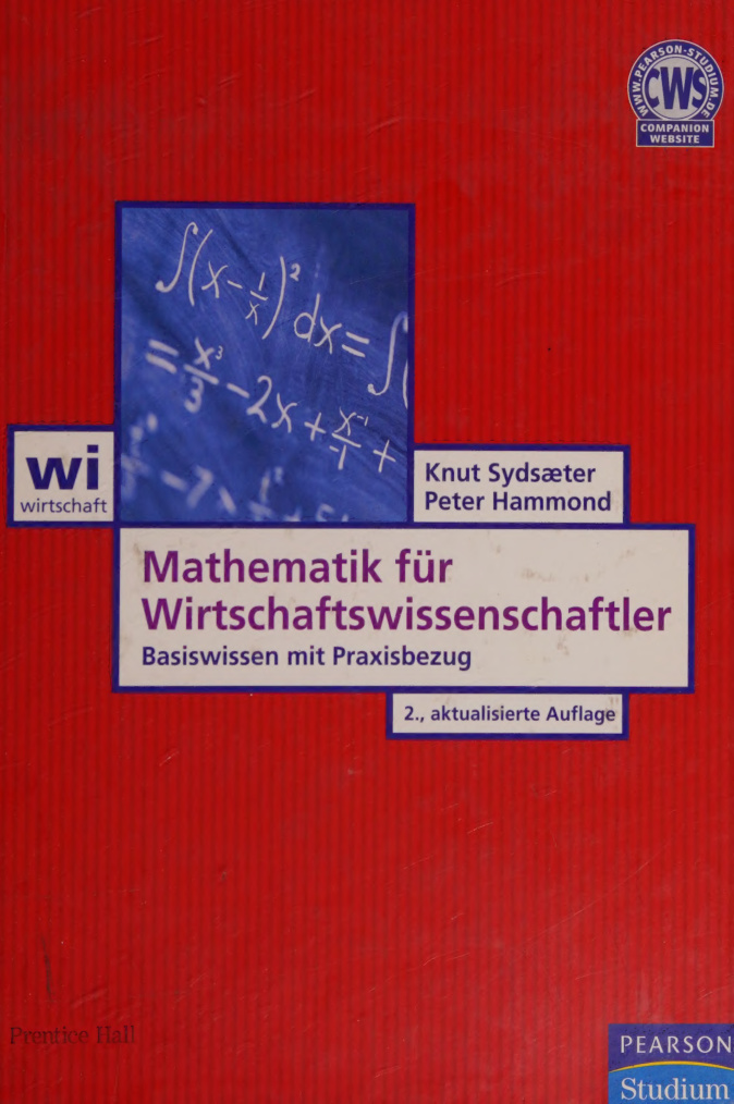 Mathematik fur Wirtschaftswissenschaftler German Edition Knut Sydsaeter Kitap Kapağı