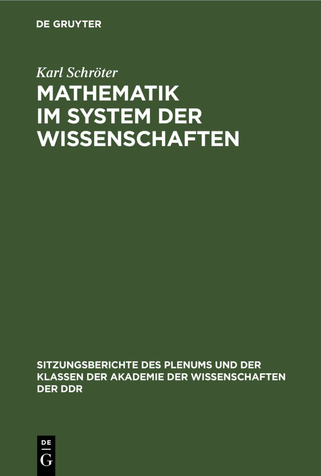 Mathematik im System der Wissenschaften German Edition Karl Schroter Kitap Kapağı