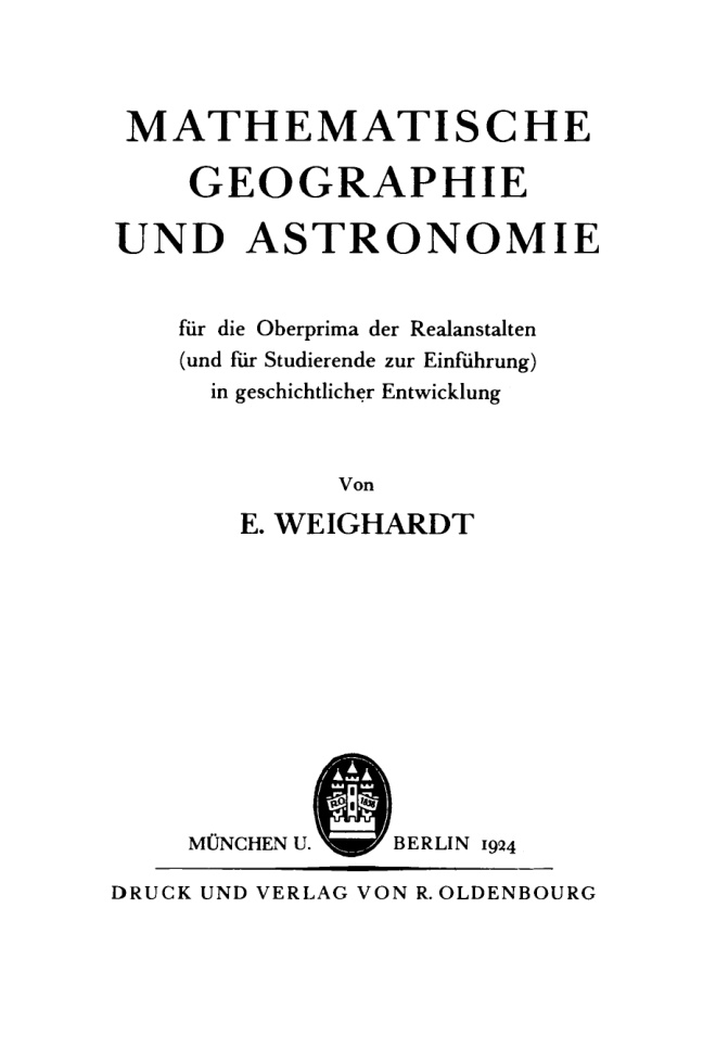 Mathematische Geographie und Astronomie German Edition E Weighardt Kitap Kapağı