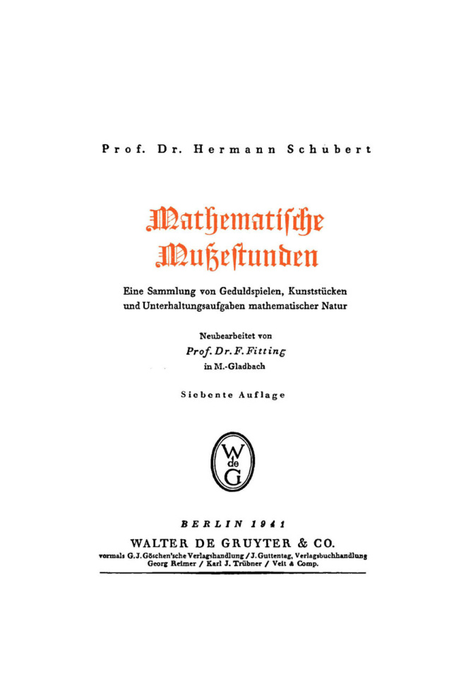 Mathematische Mussestunden German Edition Hermann Schubert Kitap Kapağı