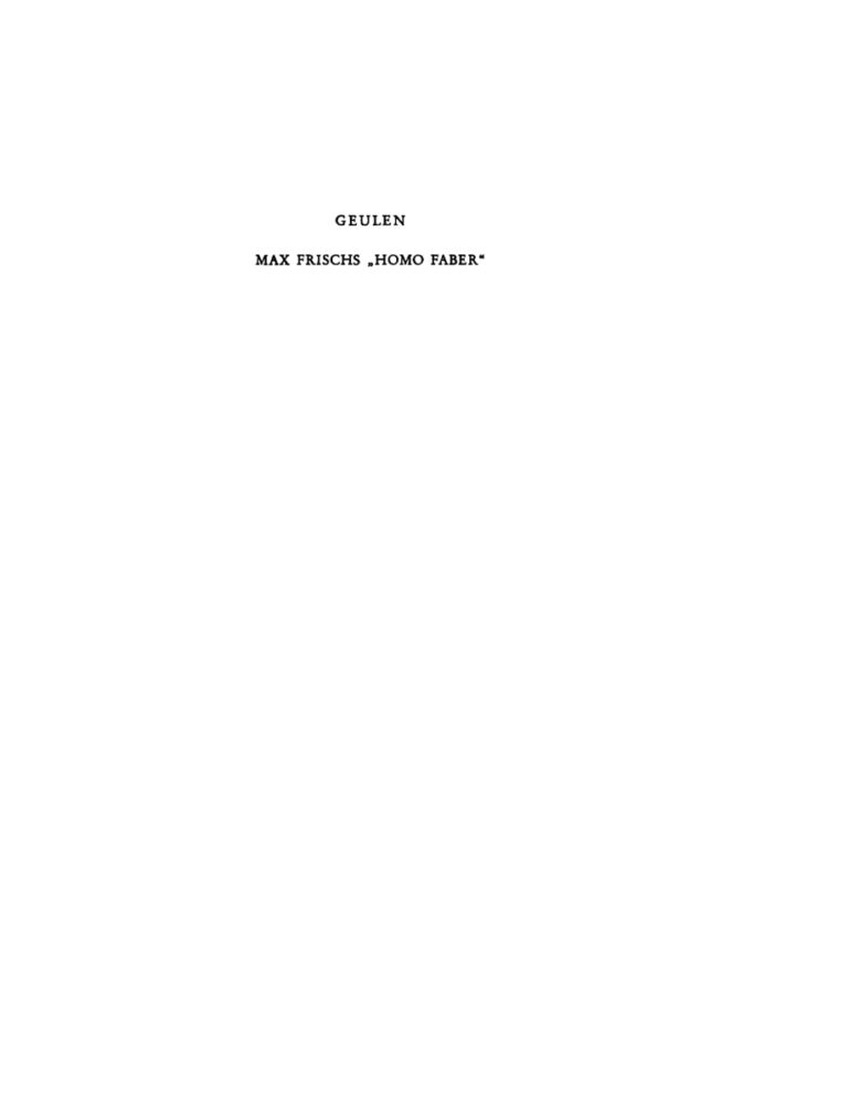 Max Frischs Homo faber German Edition Hans Geulen Kitap Kapağı