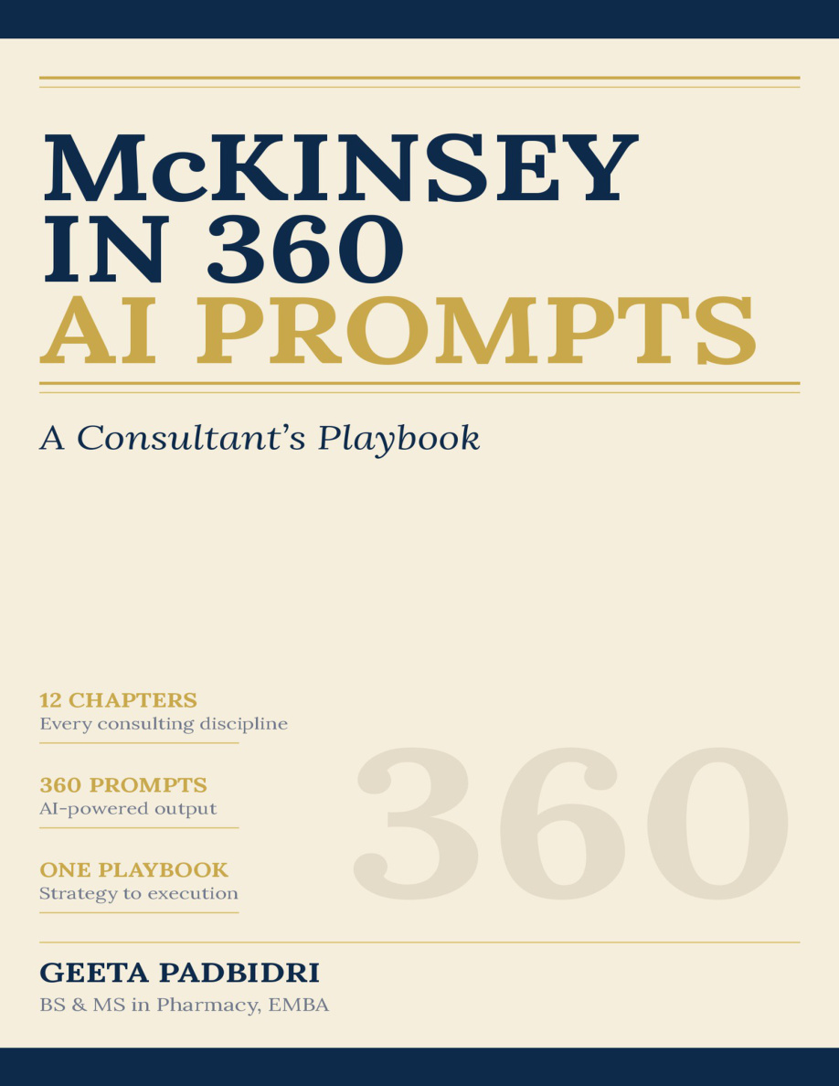 McKinsey in 360 AI Prompts Pharma and Biotech Edition A Consultants Playbook Geeta Padbidri Kitap Kapağı