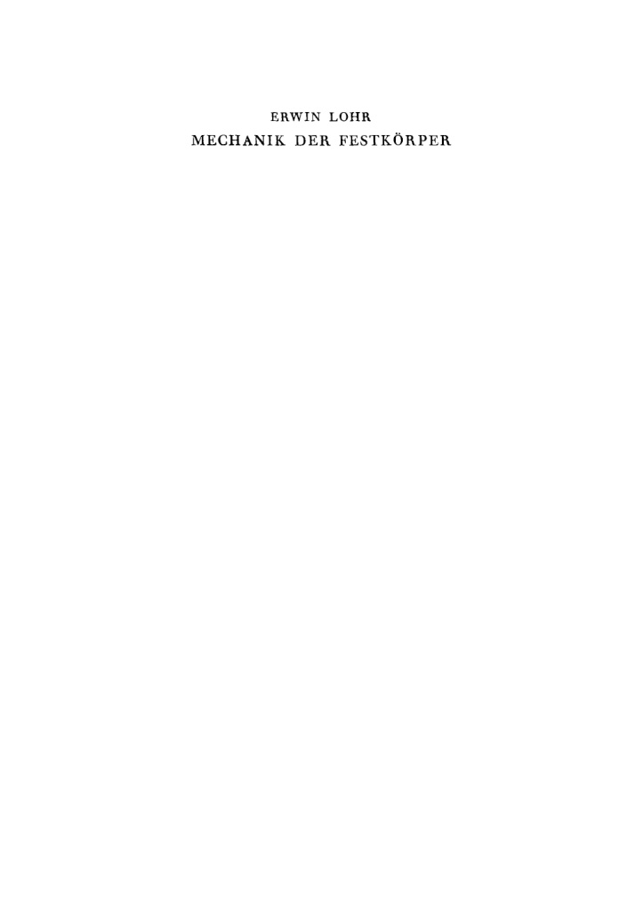 Mechanik der Festkorper German Edition Erwin Lohr Kitap Kapağı