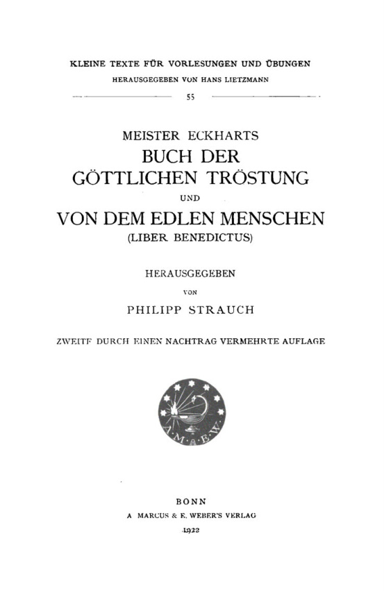 Meister Eckarts Buch der gottlichen Trostung und von dem edlen Menschen German Edition Philipp Strauch Kitap Kapağı