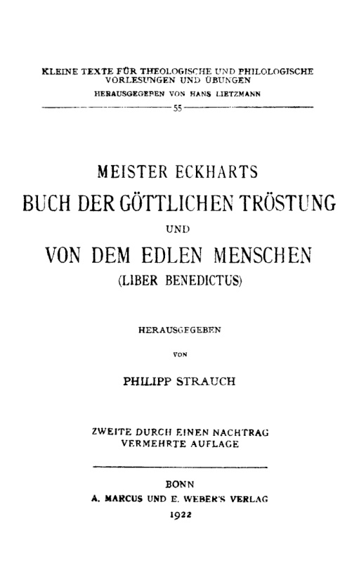Meister Eckharts Buch der gottlichen Trostung und Von dem edlen Menschen German Edition Eckhart Kitap Kapağı