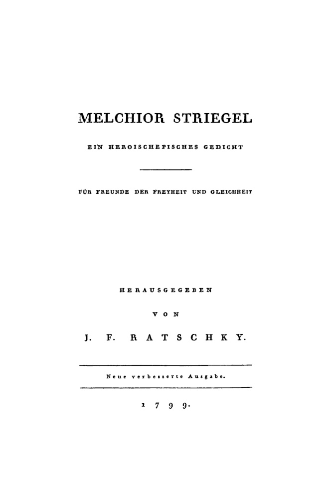 Melchior Striegel German Edition J F Ratschky Kitap Kapağı