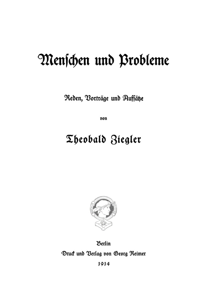Menschen und Probleme German Edition Theobald Ziegler Kitap Kapağı
