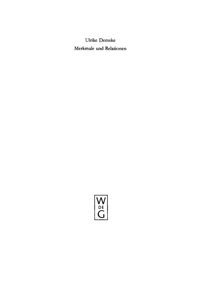 Merkmale und Relationen German Edition Ulrike Demske Kitap Kapağı