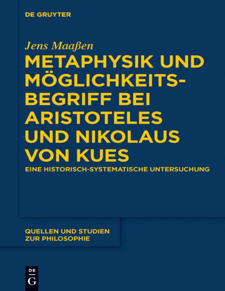 Metaphysik und Moglichkeitsbegriff bei Aristoteles und Nikolaus von Kues German Edition Jens Maassen Kitap Kapağı