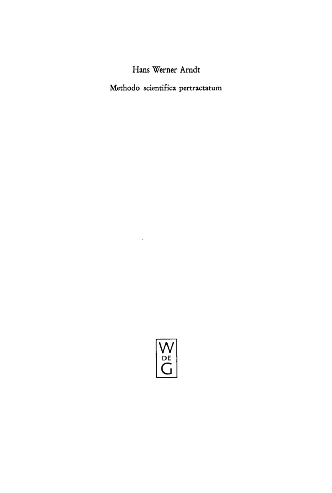 Methodo scientifica pertractatum German Edition Hans W Arndt Kitap Kapağı