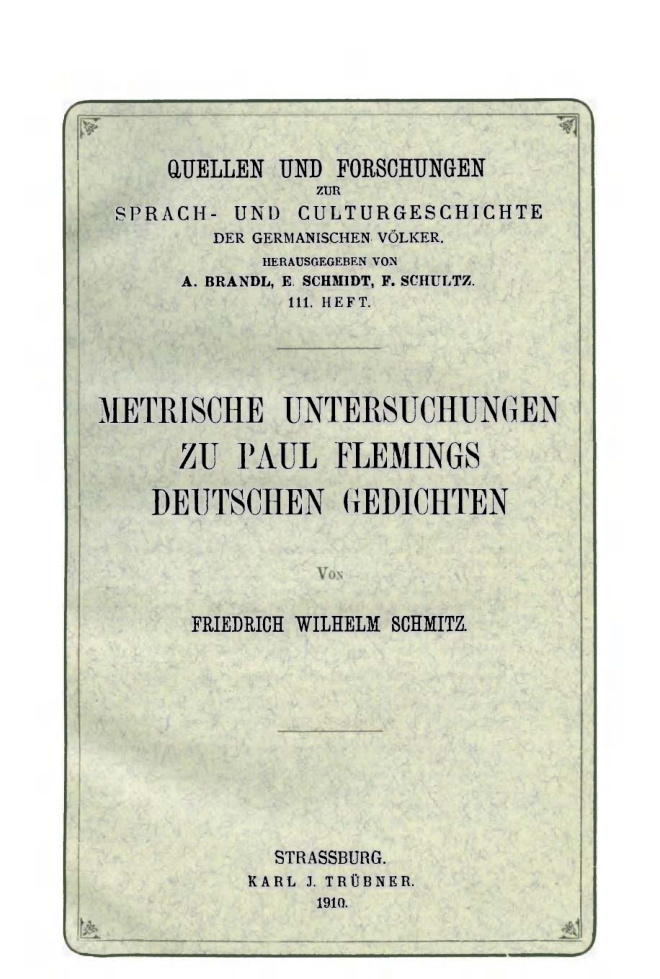 Metrische Untersuchungen zu Paul Flemings deutschen Gedichten German Edition Friedrich Wilhelm Schmitz Kitap Kapağı