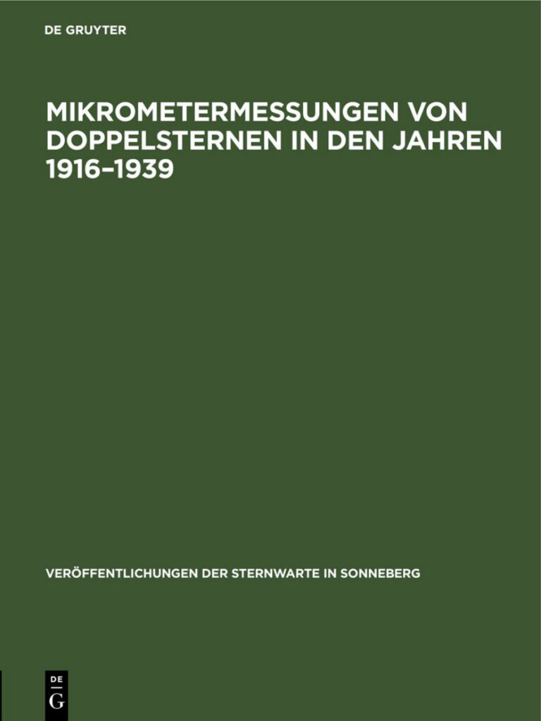 Mikrometermessungen von Doppelsternen in den Jahren 1916 1939 Teil 3 German Edition Karl Heinrich Hintze Kitap Kapağı