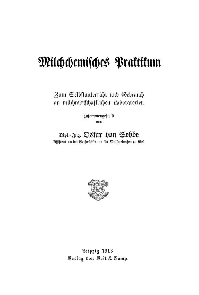 Milchchemisches Praktikum German Edition Oskar von Sobbe Kitap Kapağı