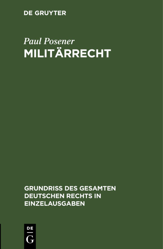 Militarrecht German Edition Paul Posener Kitap Kapağı