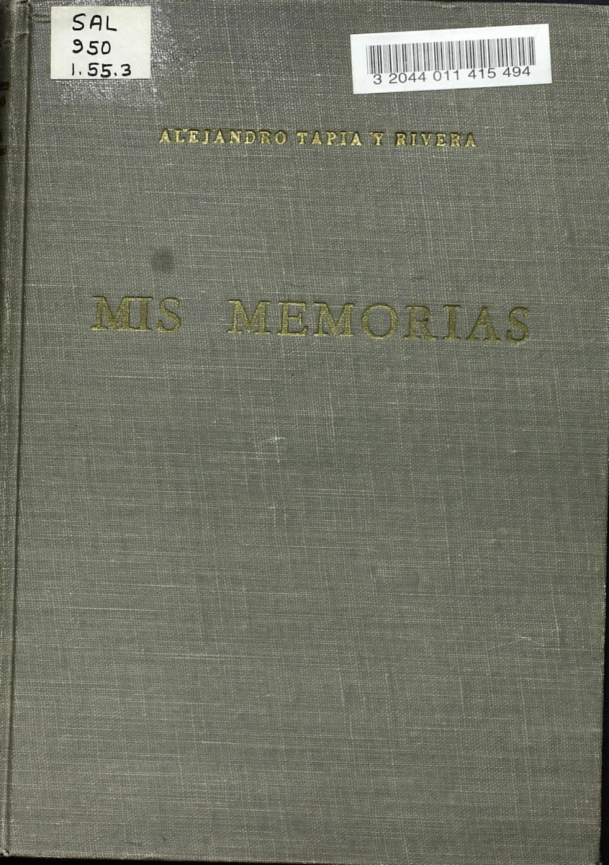 Mis Memorias Spanish Edition Alejandro Tapia y Rivera Kitap Kapağı