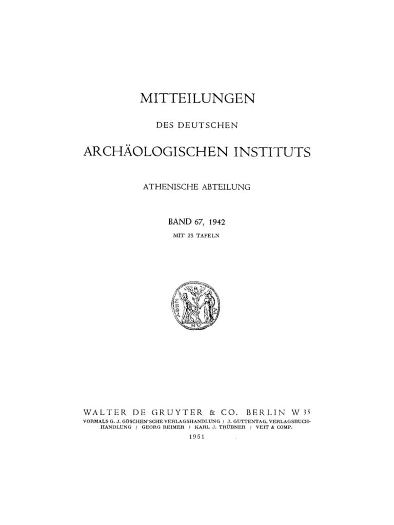 Mitteilungen des Deutschen Archaologischen Instituts Athenische Abteilung Band 67 1942 German Edition Deutsches Kitap Kapağı