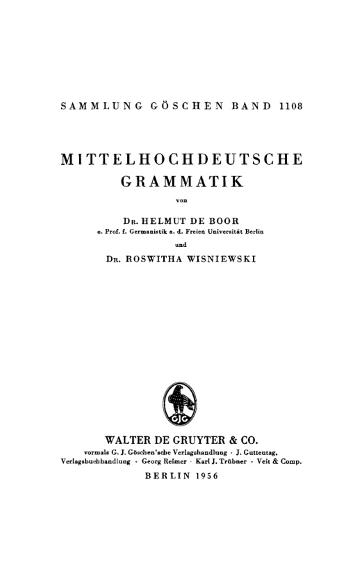 Mittelhochdeutsche Grammatik German Edition Helmut Boor Kitap Kapağı