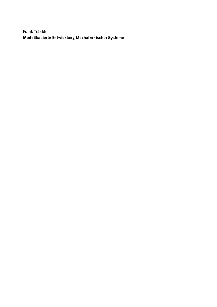 Modellbasierte Entwicklung Mechatronischer Systeme PDF Download