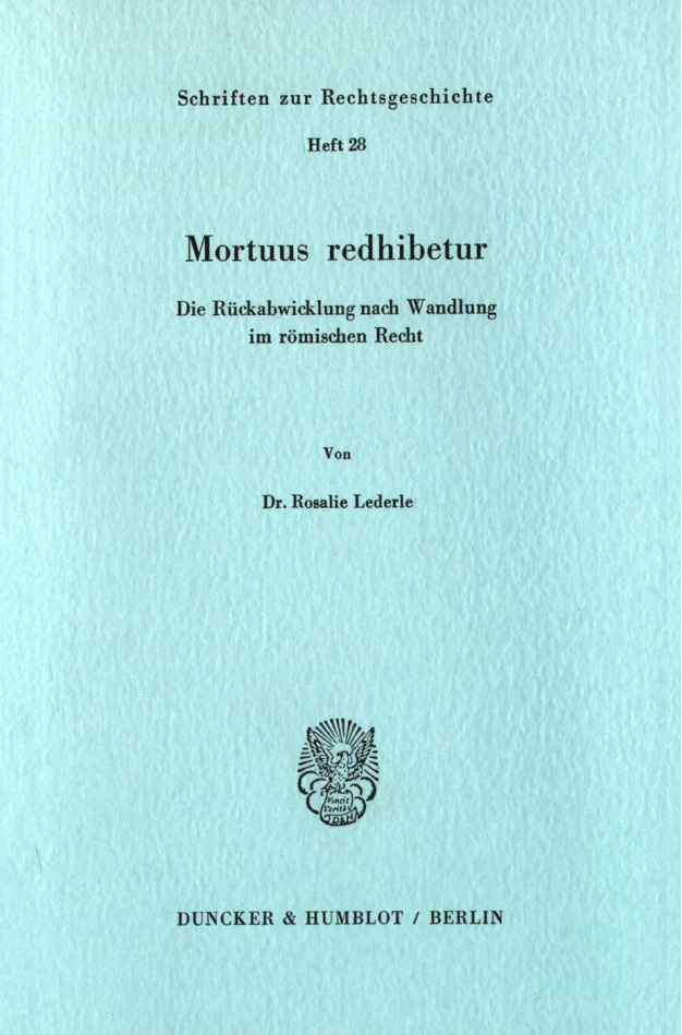 Mortuus redhibetur German Edition Rosalie Lederle Kitap Kapağı