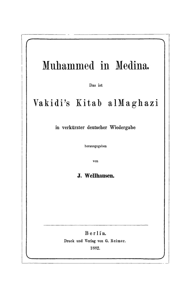 Muhammed in Medina German Edition Vakidi Kitap Kapağı