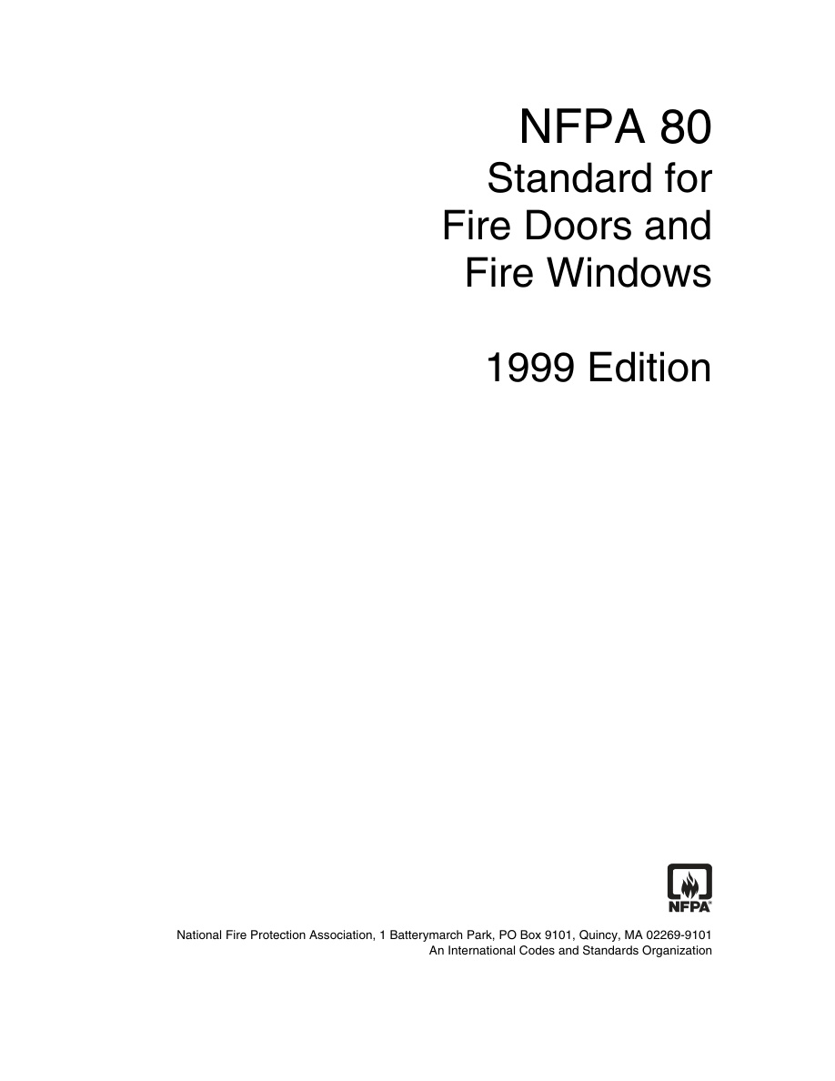 NFPA 80: Standard for Fire Doors and Fire Windows PDF Download