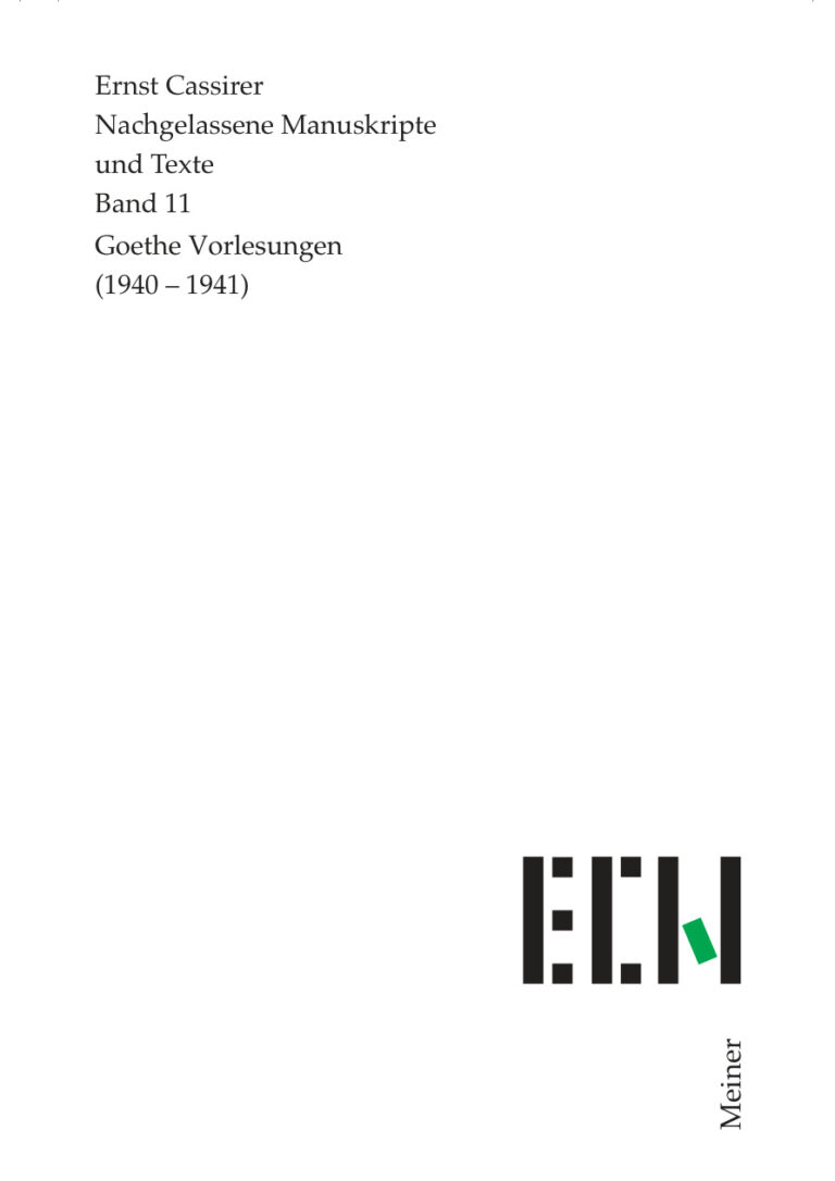 Nachgelassene Manuskripte und Texte Goethe Vorlesungen German Edition Ernst Cassirer Kitap Kapağı