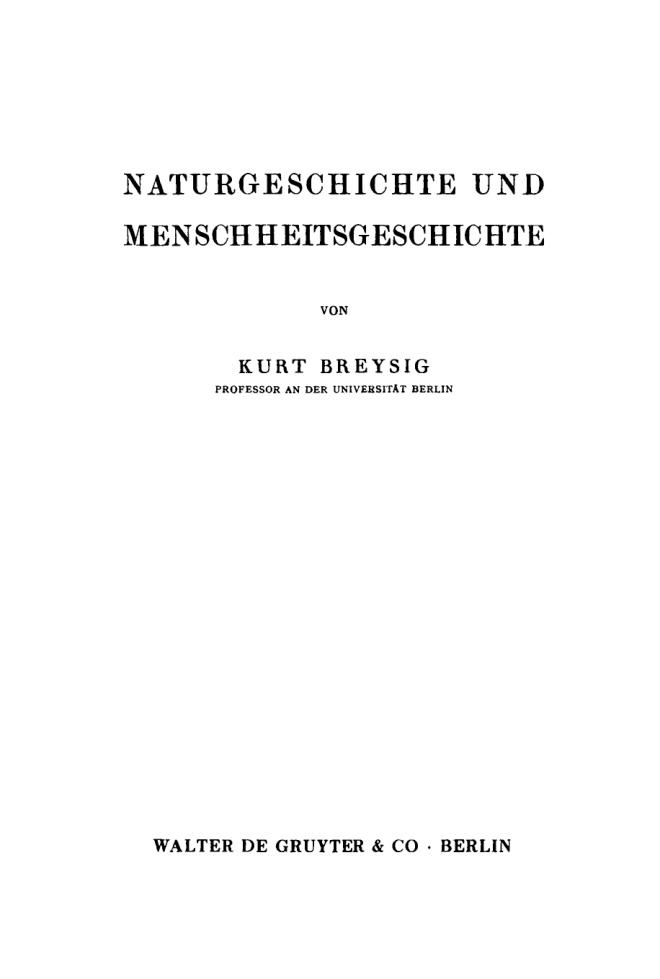 Naturgeschichte und Menschheitsgeschichte German Edition Kurt Breysig Kitap Kapağı