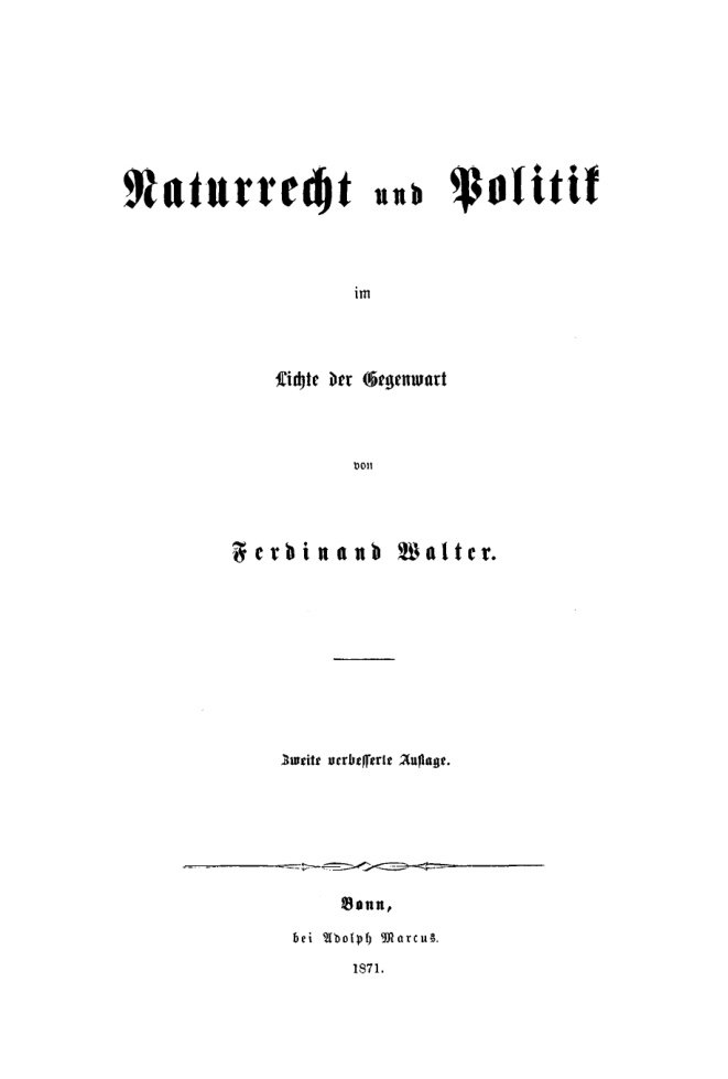 Naturrecht und Politik im Lichte der Gegenwart German Edition Ferdinand Walter Kitap Kapağı