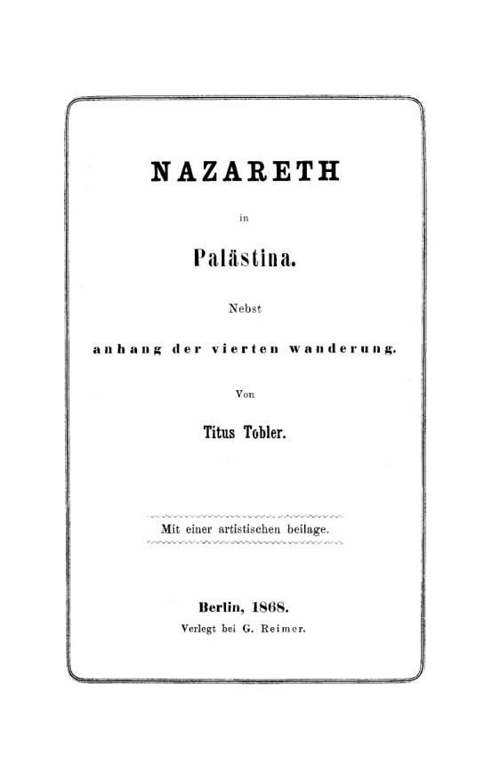 Nazareth in Palastina German Edition Titus Tobler Kitap Kapağı