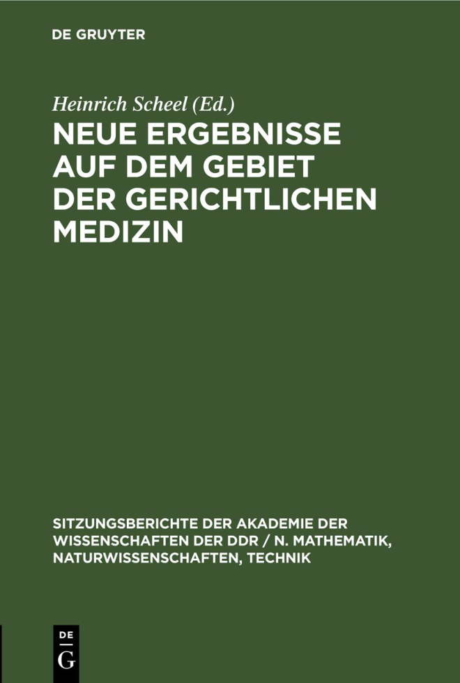 Neue Ergebnisse auf dem Gebiet der gerichtlichen Medizin German Edition Heinrich Scheel Kitap Kapağı