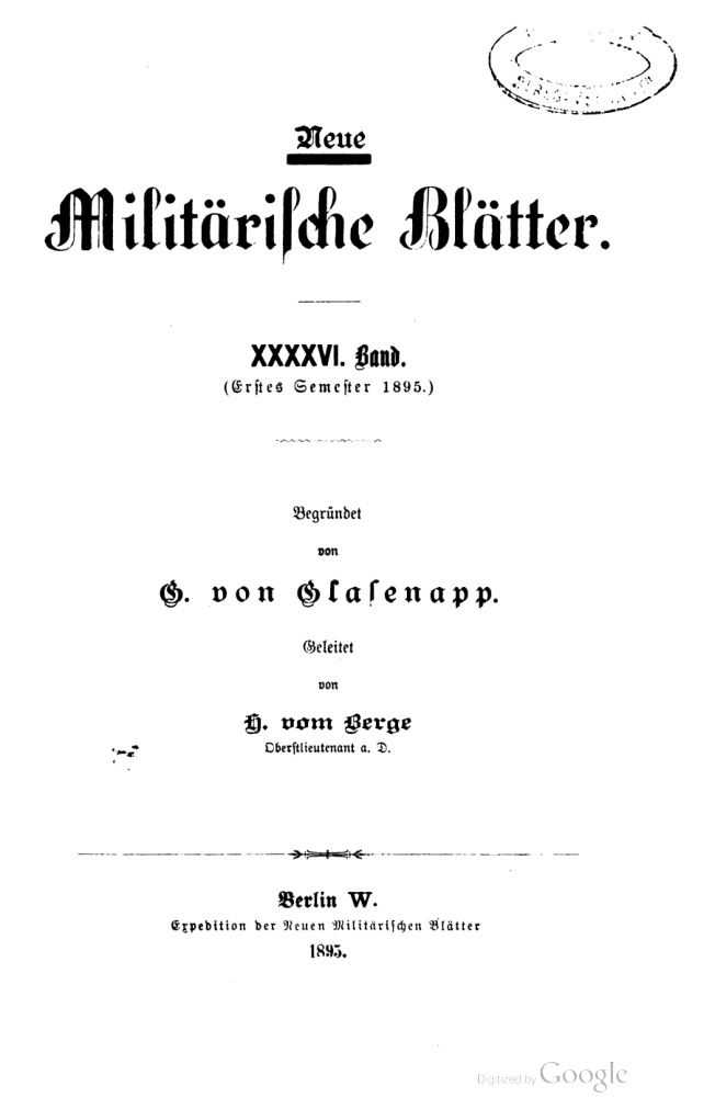 Neue Militarische Blatter Erstes Semester 1895 German Edition H vom Berge Kitap Kapağı