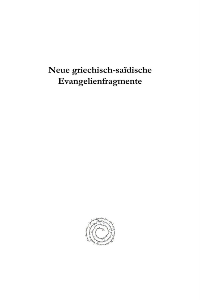 Neue griechisch saidische Evangelienfragmente German Edition Joseph Heer Kitap Kapağı