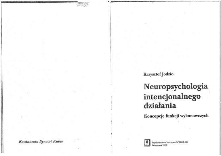 Neuropsychologia intencjonalnego działania Polish Edition Krzysztof Jodzio Kitap Kapağı