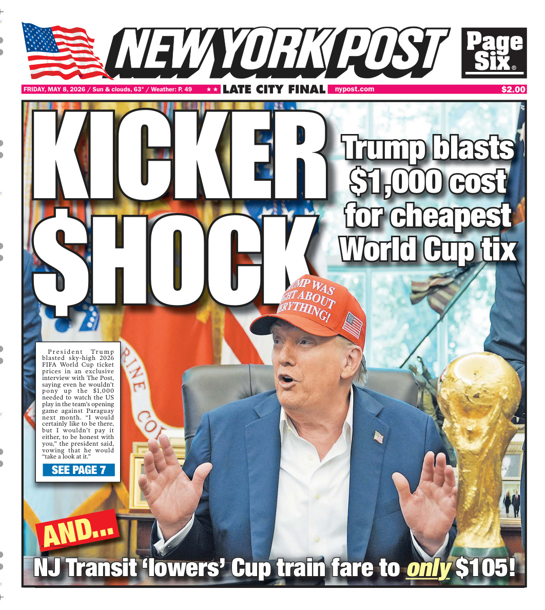 New York Post May 08 2026 New York Post Kitap Kapağı