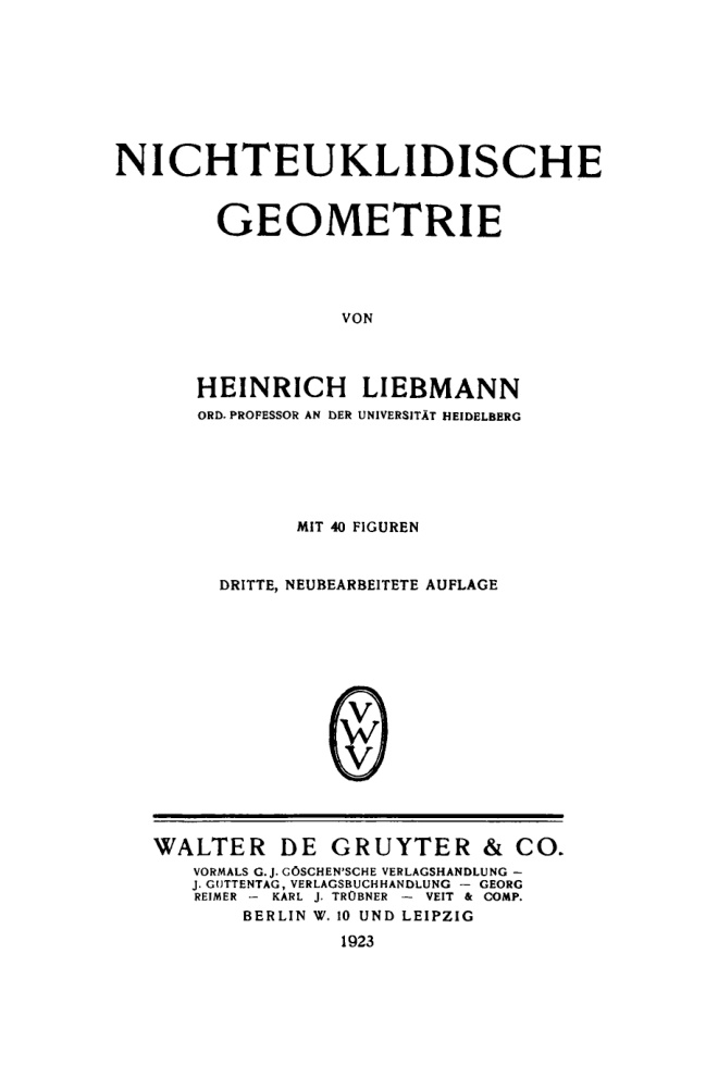 Nichteuklidische Geometrie German Edition Heinrich Liebmann Kitap Kapağı