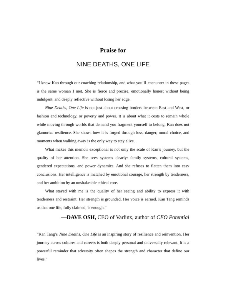 Nine Deaths One Life Kan Tang Kitap Kapağı