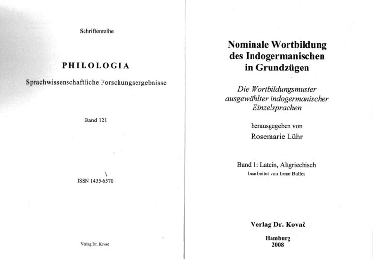 Nominale Wortbildung des Indogermanischen in Grundzugen German Edition Rosemarie Luhr Kitap Kapağı