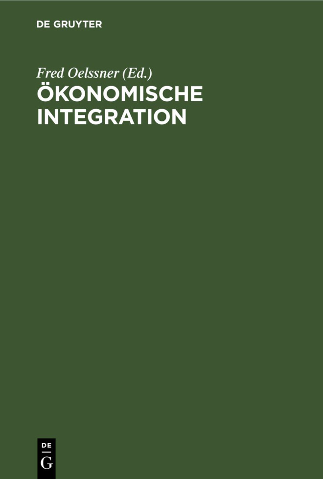 Okonomische Integration German Edition Fred Oelssner Kitap Kapağı