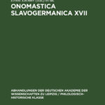 Onomastica Slavogermanica XVII German Edition Ernst Eichler Kitap Kapağı