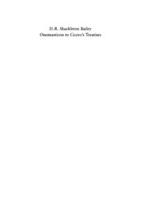 Onomasticon to Ciceros Treatises German Edition David R Shackleton Bailey Kitap Kapağı