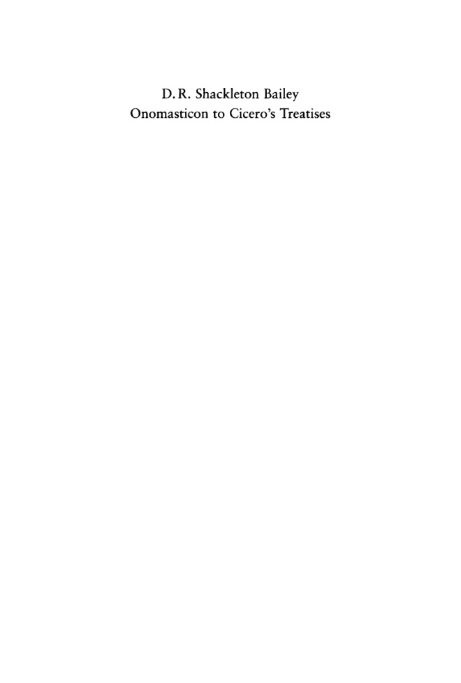 Onomasticon to Cicero's Treatises PDF Download