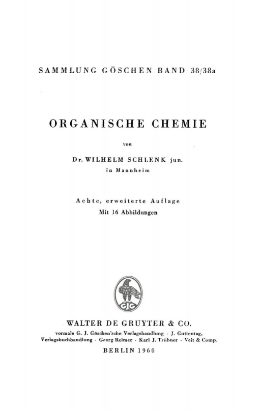 Organische Chemie German Edition Wilhelm Schlenk Kitap Kapağı
