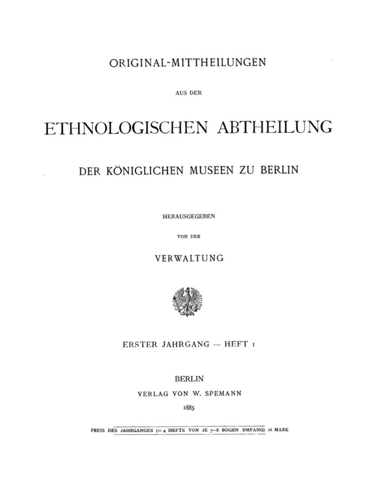 Original Mittheilungen aus der Ethnologischen Abtheilung der Koniglichen Museen zu Berlin German Edition Konigliche Museen zu Berlin Kitap Kapağı