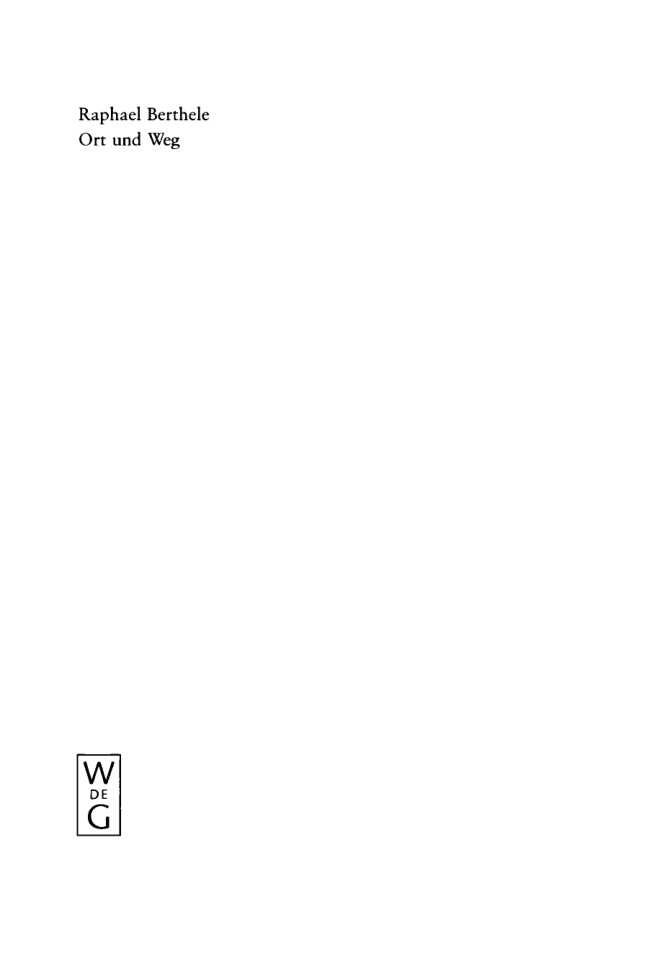Ort und Weg German Edition Raphael Berthele Kitap Kapağı