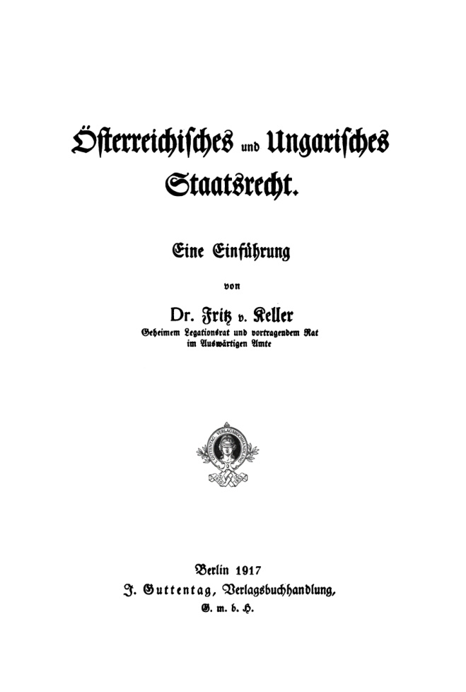 Osterreichisches und ungarisches Staatsrecht German Edition Fritz Keller Kitap Kapağı