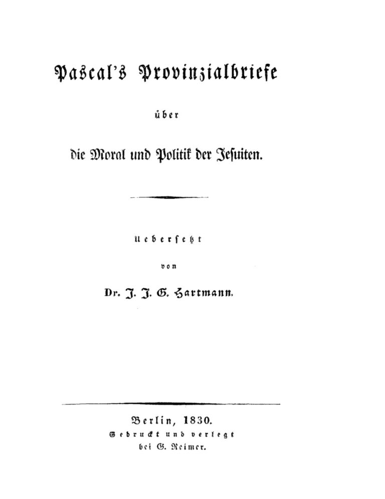 Pascals Provinzialbriefe uber die Moral und Politik der Jesuiten German Edition Blaise Pascal Kitap Kapağı