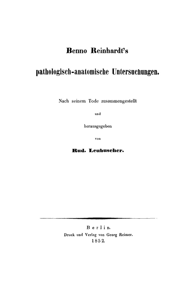 Pathologisch anatomische Untersuchungen German Edition Benno Reinhardt Kitap Kapağı