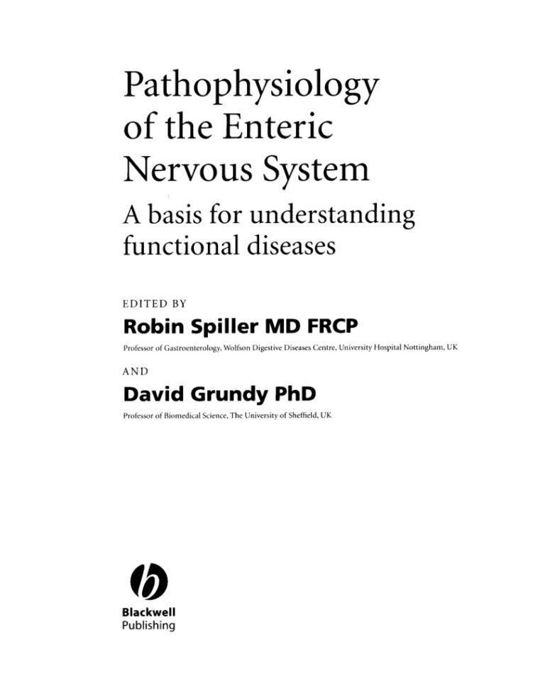 Pathophysiology of the Enteric Nervous System Robin Spiller Kitap Kapağı