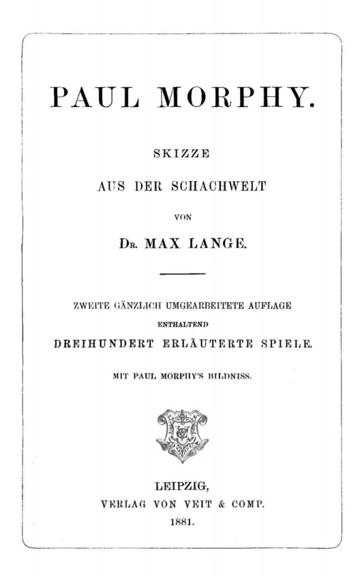Paul Morphy German Edition Max Lange Kitap Kapağı